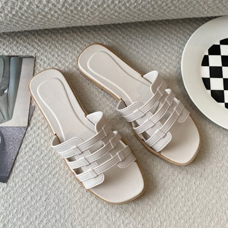 Sommartofflor för damer, utomhusbruk, koreansk stil Ins Web, modesandaler