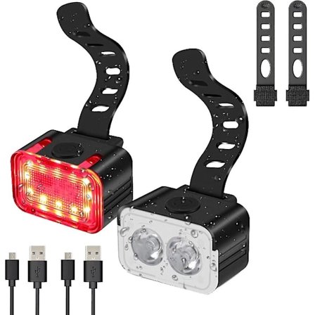 Pyörävalosarja, erittäin kirkkaat USB-ladattavat pyörävalot