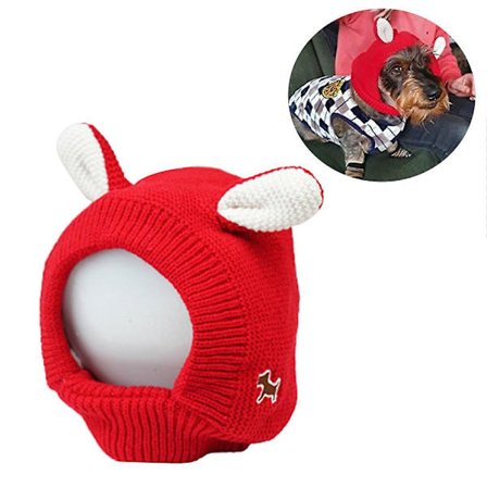 Dog Cat Knit Beanie Hat Muffs Noise Protection For Anxiety Relief Calming Puppy Winter Warm Cap