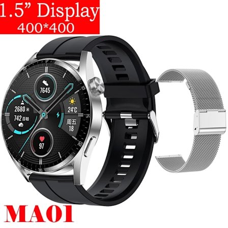 Ny Smart Watch Herr Android GT3 IP68 Vattentät NFC Smartwatch Trådlös Laddning Bluetooth Ring Herr Watch för