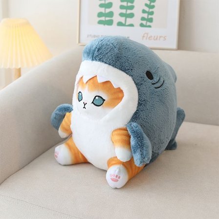 Kawaii Shark Cat Plysj Myk Plysj Utstoppet Animal Shark Cat & Fo