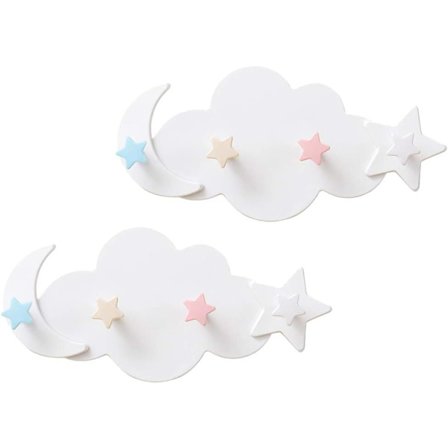 2 tähden ja kuun muotoista seinäkoukkua, avaimenpidin, naulakko, naulakko, seinäkoukut, lasten pyyheteline