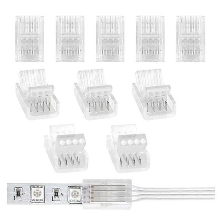 10-pack 10 mm 4-stifts LED-stripkontakter för 3528 RGB LED-strips (Ansluter LED-strips och kablar)