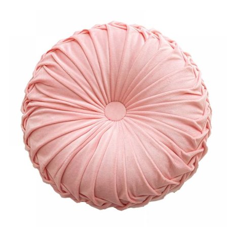 ING Rund Plisseret Pude Græskar Hjul Pude Hånddekoreret Puder Pude 38 cm Dekorative Puder Rund Pude til Sofa Soveværelse Bil Pink
