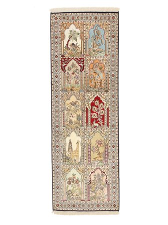 64X186 Tapis D'orient Cachemire Pure Soie De Couloir Marron/Orange (Soie, Inde)