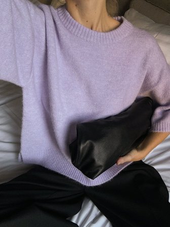 NA-KD Kurzärmeliger Strickpullover - Oversize Pullover - Lila - XS