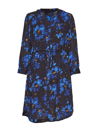 Slfdamina 7/8 Aop Dress B Kort Kjole Blå Selected Femme