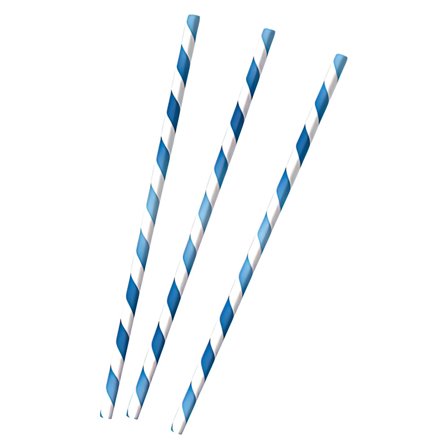 Randiga Pappersugrör Blå