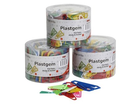 SPECIALPLAST Plastgem 60 mm, blandade färger 75/fp - Lyreco - Kontorsmaterial - Till skrivbordet - Gem