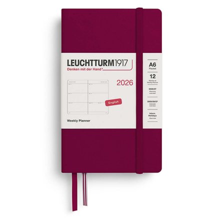 Kalenteri Weekly Planner 2026 A6 Port Red
