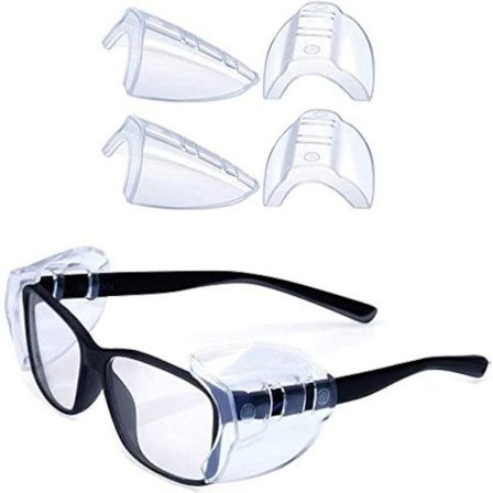 2 par universelle sideskærme til briller - Vingeformede briller, skridsikre klare sideskærme til sikkerhedsbriller, sideskærme til beskyttelsesbriller