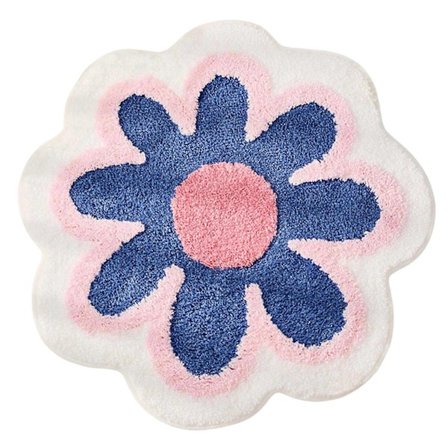 Sød blomstret bademåtte, absorberende og blød rundt plys tæppe, egnet til baderum, badekar, soveværelser og stuer.
