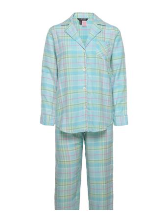 Lrl L/S Notch Collar Long Pant Pj Set Patterned Lauren Ralph Lauren Homewear