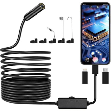 1920p HD endoskop kamera med 8 LED-lys og 5m kabel til iPhone iOS Android