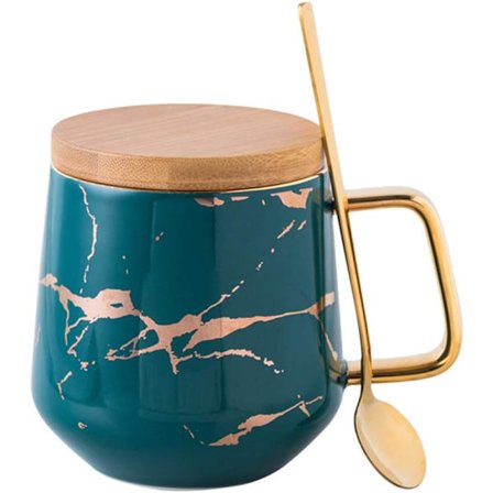 Porcelæn Te Kop Kaffekrus Sæt til Afternoon Tea - Marmormønster Grøn