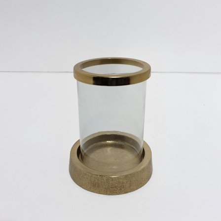 Tuikkukynttiläkuppi, 14x14x18cm, kulta, alumiini ja lasi