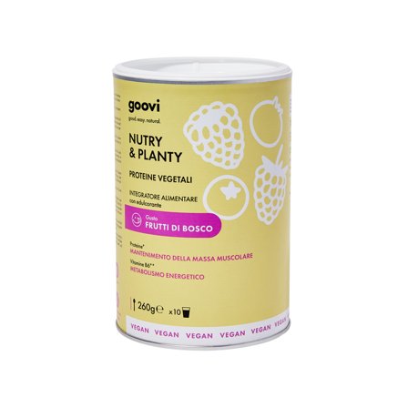 Goovi Integratori Alimentari Proteine vegetali - frutti di bosco NUTRY & PLANTY 260g - Integratore Muscoli e Articolazioni
