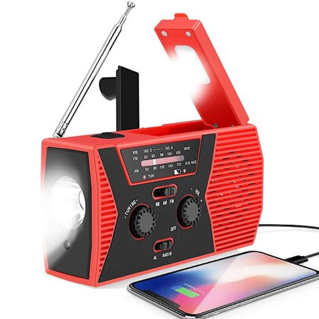Vevradio Nödradio Solcell Powerbank 2000mAh red