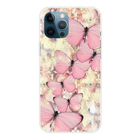 IPhone 12- 12 Pro TPU case - Pink Butterflies