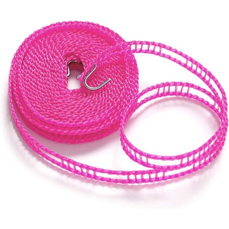 Bærbar udendørs tørresnor, 5m/16,4ft nylon vindafvisende tørresnor til udendørs camping rejse bøjle eller indendørs hjemmebrug pink