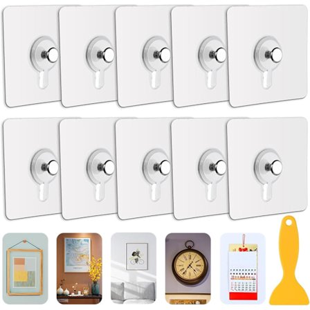 Pakke med 10 selvklebende bildeoppheng uten boring, selvklebende rammekroker for oppheng av bilderammer, veggkunst, dekorasjon