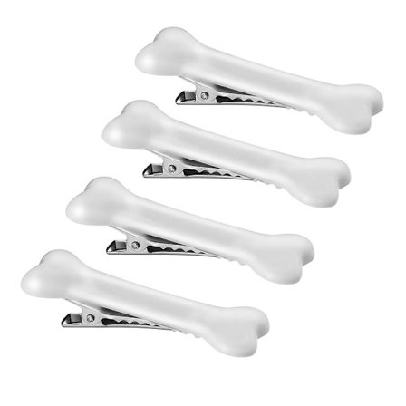 4 stk. Hundeben Alligator Hårklemmer Knogler Pebble Barrette Hallowee
