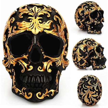 Sort Guld Menneske Kranie/Kranieformet Plante