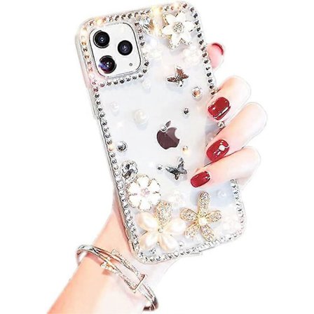 iPhone 13 Pro Max Deksel Diamantetui for Kvinner, 3D Glitter Glimmer Bling Etui Luksuriøs Skinnende Krystall Rhinestone Diamant Støtfanger Klar