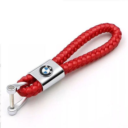 Rød Bmw Flettet læder nøglering