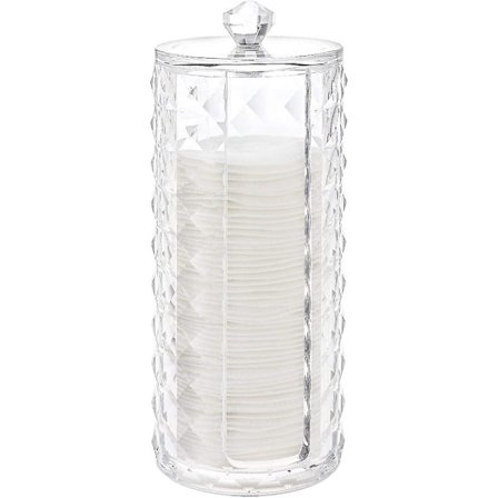 Kosmetisk Bomuldsrund Holder, Transparent Diamantmønster Bomulds Pude Opbevaringsboks