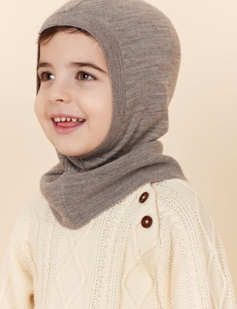 Copenhagen Colors Lt. Knitted Merino Balaclava With Frill - Beige - 3Y/9Y