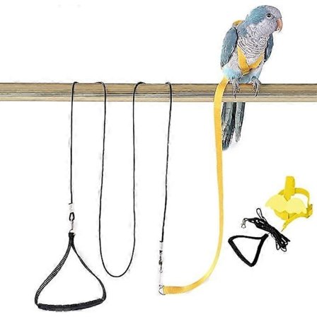 Papegøje Sele Justerbar Fugle Sele Flyvende Reb Rem Udendørs Træning Træk Reb til Små Papegøjer Anti-Bid, Fugle Nylon Reb med Sød Vinge (Gu