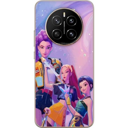 Kompatibelt Mobildeksel til Honor Magic7 Futuristiske popdamer i neonfarger med magiske detaljer mot en drømmeaktig galaksebakgrunn