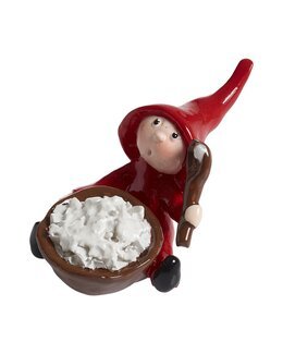 Juledekorasjon Lille-Nisse med grøt Rød