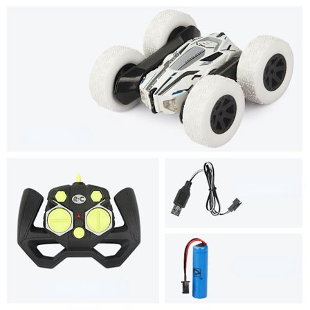 Fjernbetjent stuntbil - 4WD 2.4Ghz 360° Flips Genopladelig RC Bil til børn, Radiostyrede bil legetøj, gaver til 3 4 5 6 7 8 9 år gamle drenge (blå)