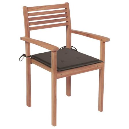 Vidaxl Trädgårdsstolar Med Taupe Dynor 4 St Massiv Teak Taupe