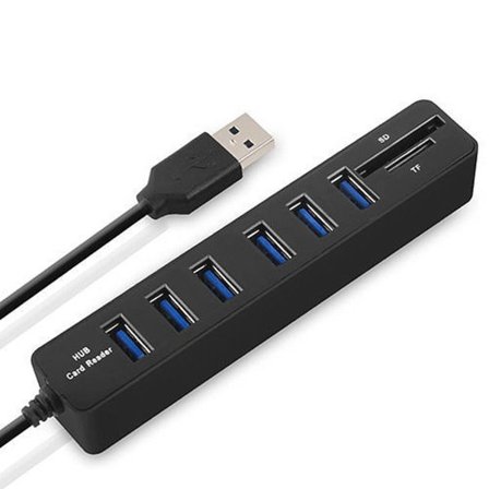 USB 2.0 Hub med Kortlæser - 6 Porte
