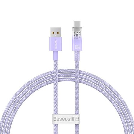 Baseus Explorer 100W USB-A - USB-C-kabel med intelligent temperatursensor 1m - Lila