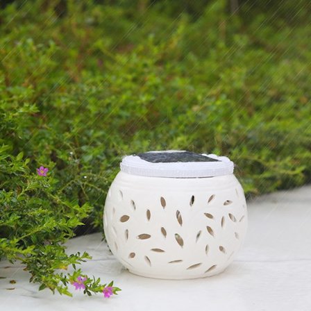 Solcellsbelysning för bord utomhus, färgväxlande solcellsbelysning i keramik, vattentät trådlös utebelysning, trädgårdsbelysning, filigranbelysning, 