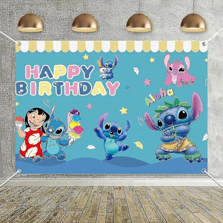 Lilo og Stitch Tema Fest Banner Fødselsdagsdekoration Til Lilo og Stitch Sød Fotografering Fest Baggrund Til Børns Fødselsdagsdekorationer Lilo An