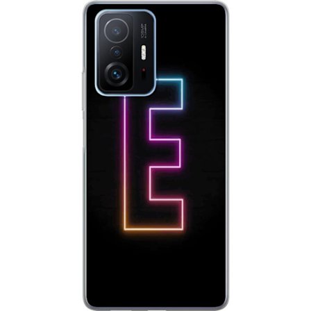 Kompatibel Mobilcover til Xiaomi Xiaomi 11T Minimalistisk neonbogstav E i lyse farver mod mørk baggrund i moderne og stilren design