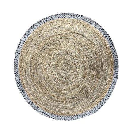 Rundt bomuldsjute-tæppe, 150x150 cm, naturgrå