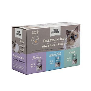 Four Friends Cat, Sterilized in Jelly Mix, 12-pack