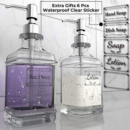 Hånddispenser i rustfritt stål med klare etiketter