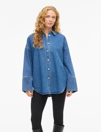 Vila Vimalou L/S Detailed Denim Shirt - Blue - 34