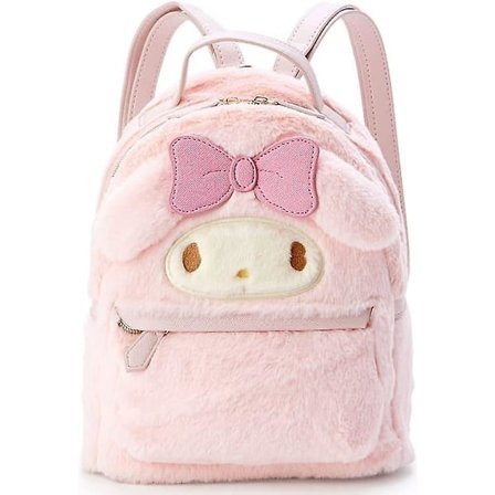 Sød lille plysrygsæk med pels, sød pige taske My Melody plysrygsæk, fritidsrygsæk til daglig brug, skoletaske, bogtaske, pink, pink, 4,72 x 9,05 x 