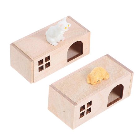 Mini Puinen Lemmikkitalo Nukkekodin Tarvikesetti Koirahahmoille 1 Setti [HK]