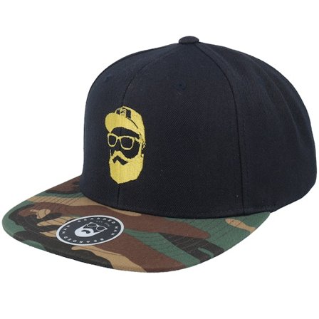 Bearded Man - Schwarz snapback Cap - Cap Man Black/Camo Snapback @ Hatstore