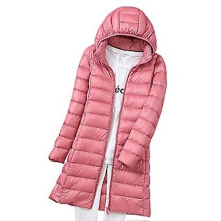 Naisten talvitakki, pitkä, slim fit, hupullinen, lämmin takki sopii tapaamisiin ystävien kanssa (M Pinkki)