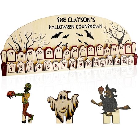 1 stk. 2023 Halloween Adventskalender, Halloween Nedtælling, Træ B